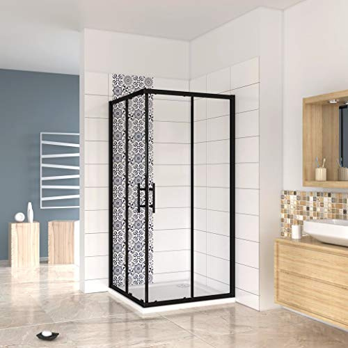 190cm Box Doccia Angoalre 70x70cm Porte Scorrevoli 6mm Vetro Nero Opcao | Anticalcare, Trasparente Vetro Temperato