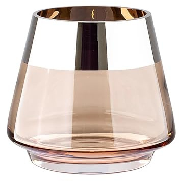 Fink Jona, Teelichthalter, Glas, Silberfolie, glatt, silberfarben, Sand, L. 15 cm, B. 15 cm, H. 13 cm, D. 15 cm