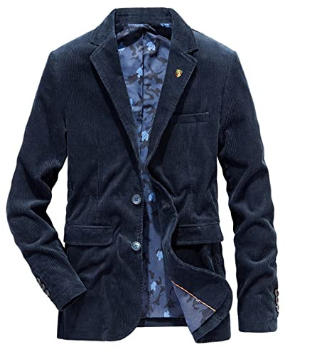 Sawmew Herren Sakko Regular Fit Cord Casual Blazer Hochzeitsanzug Jackett GroßE GrößEn für Freizeit Sportsakko (Blau, XL)