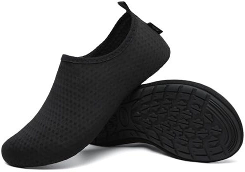 SAGUARO Badeschuhe Herren Wasserschuhe Damen Schwimmschuhe Aquaschuhe Schnell Trocknend Strandschuhe Surfschuhe Leicht Neoprenschuhe Wassersportschuhe Tauchschuhe Schwarz Gr. 44/45 EU