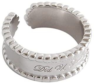 Offener Ring aus Sterlingsilber für Damen, einfacher runder Perlenring, breite englische Buchstaben, Party-Accessoire