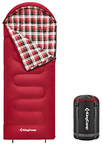 KingCamp Kinderschlafsack Cloud 300 Winter Decken Schlafsack XL Breit Baumwolle red Zipper Links