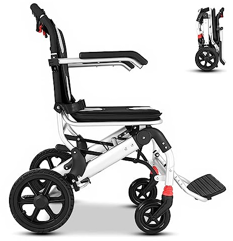 GHBXJX Leichter Rollstuhl unter 10 kg, Ultraleicht Rollstuhl Faltbar Leicht bis 150 kg Tragkraft Rollstühle für die Wohnung und Urlaub, Reiserollstuhl, Transportrollstühle, Aluminium