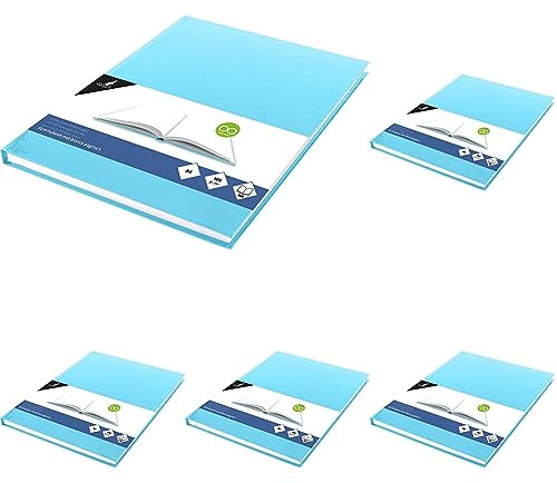 Kangaro KTC Skizzenbuch A4 blanko mit blaues Pastell Hardcover, 80 Blatt 100 gramm weiß Säurefreies Papier, K-5356, Blue (Packung mit 5)