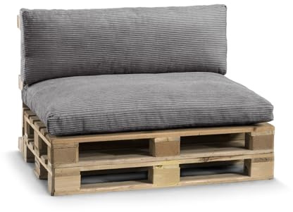 Gutekissen® Palettenkissen, Gartensofakissen, Sitzkissen, Rückenkissen, gefüllt mit Pulirethangranulateinlage, viele Farben und Größen PWL (Set (Sitzkissen 120x80 +Rückenlehne 120x40), Dunkelgrau)