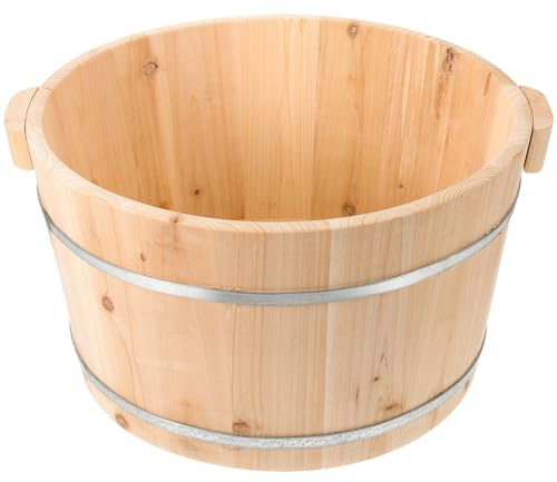 Tonneau de Bain de Pieds Profond en Bois Khaki pour Garçon et Filles | Usage à Domicile, Couverture Complète des Jambes Pieds, Forme Tubulaire, Bain de Pieds Spa