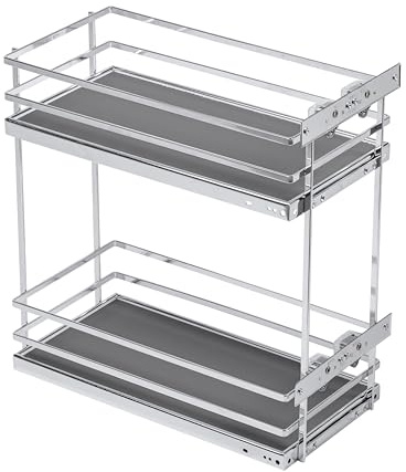 GTV - Organizador de cocina MOVIXPRO | Equipamiento de carga | Sistema de estantería extensible | Ancho exterior 300 mm | 2 estantes | Sin rieles | Cromo