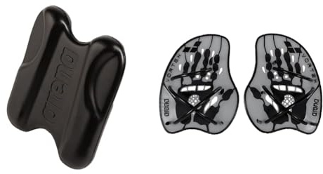 Arena Pull Kick II Swim Trainingshocker & Vortex Handpaddel, Schwimmbad-Trainingszubehör, Schwimmbad-Paddel mit Verstellbaren Riemen, PVC-frei