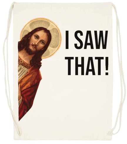 Udaytee Jesus Meme I Saw That Baumwoll-Beige-Trainingstasche, Turnbeutel