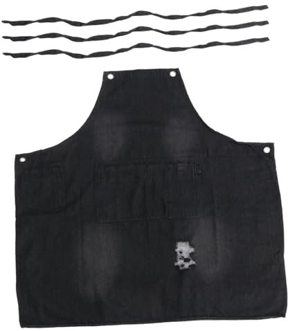 CIYODO Kochschürze Blumenmuster Schwarz Für Küche Garten Arbeitsschürze Baumwollschürze Einfache Küchenschürze Schutzkleidung
