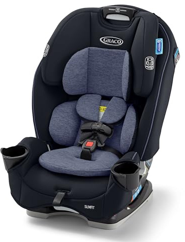 Graco® Slimfit 3-in-1 Convertible Car Seat, Ultra-Space-Saving Design, Silas, Suitable for Rear and Forward-Facing, Highback Booster Seat with 10-Position Headrest