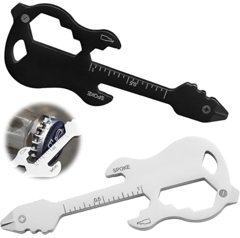 HAYGEM 2 Piezas Llavero Multiherramienta en Acero Inoxidable 12 en 1, Llavero Multiusos con Forma de Guitarra, Herramienta Llavero Llevar, Puede Abrir Botellas de Vino, Tornillos y Envíos Urgentes