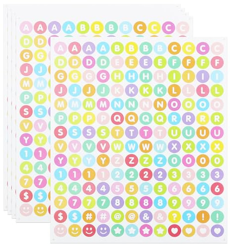 840 Stück runde Punkte, kleine Buchstaben, Zahlenaufkleber, 5 Bögen, 1,3 cm Großbuchstaben, Aufkleber für Scrapbooking, Basteln, Bonbonfarbe