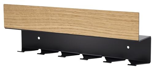 STREIFHOLZ Schlüsselbrett aus Holz mit Ablage für 6 Schlüssel, incl. Magnet Pinwand mit 3 Magneten für Notizen, Schlüsselalage modern für Flur, Diele, Eingang (Eiche)