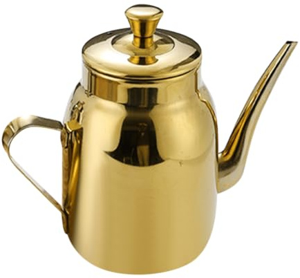 OFFSCH Jarra De Aceite De 300 Ml Dispensador De Salsa De y Vinagre Acero Inoxidable 304 Práctico y Anti-fugas Adecuado Para Cocina Recipiente Multifuncional Dorado