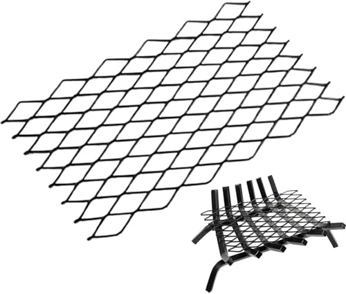 Fireplace Grate Ember Retainer | Heavy Duty Solid Steel | Steel Fireplace Ember Retainer Mesh | Add Support To Fire Logs Grate | Fire Place Accessories For Fire Pits Camping