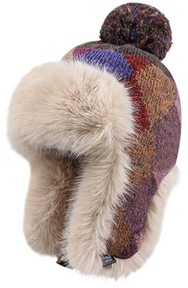 ZALXOZYL Fliegermütze Mit Bommel für Herren Warme Thermo-Beanie Aus Plüsch Winddicht und Kältebeständig Schützt Die Wangen Geeignet für Outdoor-Sport Lila Rot Einheitsgröße