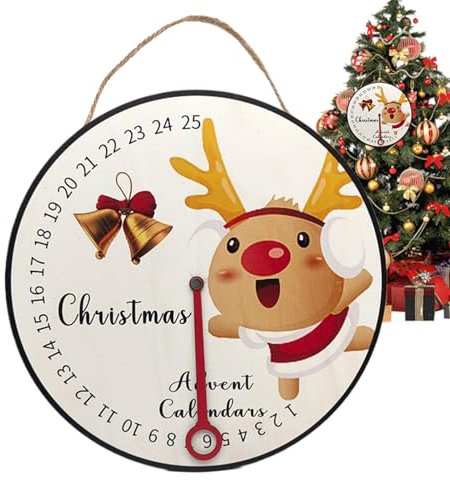 Calendario de reloj de cuenta regresiva de Navidad, letrero de madera de cuenta regresiva, adorno de pared, reloj de cuenta regresiva, decoración de temporada, letrero de montaje en árbol para