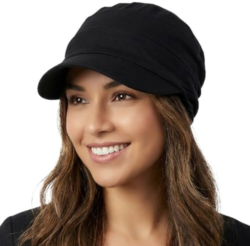 Howkuhat Solhatt med visir för kvinnor, UV-skydd, basebollkeps nyhetspojkarkeps med bred bräm, andningsbar sommarhatt för semester, golf, vandring, vardaglig outfit, Svart, L