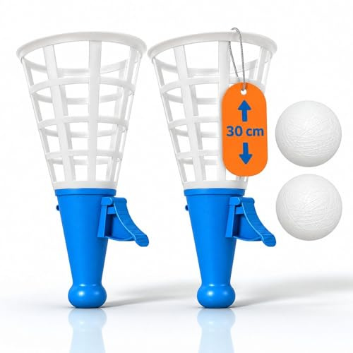 alldoro XXL-Fangballspiel, 2 extra große Fangbecher (31 cm) & 2 Bälle | 4-teiliges Ballfangspiel, für Kinder ab 3 Jahren & Erwachsene, Outdoorspiel für Urlaub, Strand und Garten, für 1-2 Spieler