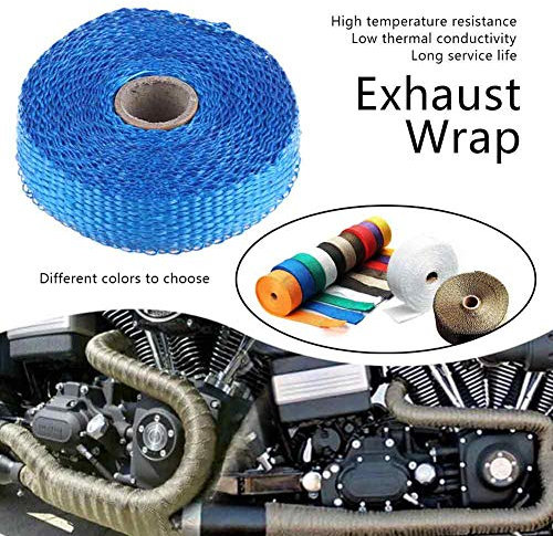 Isolation Chauffante d'échappement, Enveloppe Thermique à Chaleur du Ruban de Chaleur 5m Isolation de Voiture Ruban d'échappement Enveloppe Thermique avec 4 Attaches de Câble en Acier Inoxydable