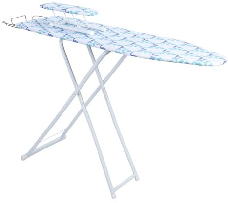 Tabla de planchar plegable compacta de 91,4 cm a 116,8 cm, ligera y plegable, 4 alturas ajustables, patas antideslizantes, diseño que ahorra espacio para un fácil almacenamiento vertical, ideal para