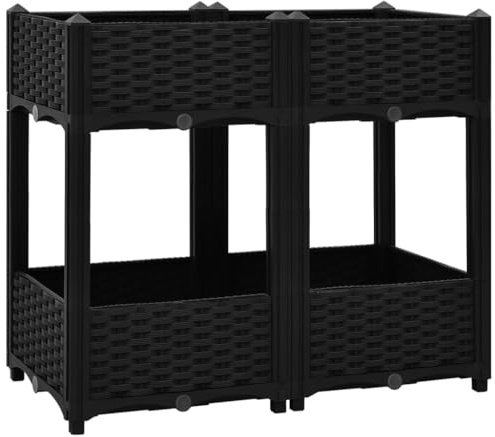 Bancal de polipropileno 80 x 40 x 71 cm, duradero y fácil de limpiar, ideal para pequeños jardines y jardinería urbana