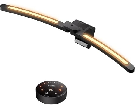 Quntis 66CM Lampe Ecran PC Incurvé avec Télécommande, Monitor Light Bar Ultrawide Pliable Lumière Ecran avec Rétro-Eclairage Blanc Chaud, 112+78 LED USB Lampe d'Ordinateur - Curved Plus