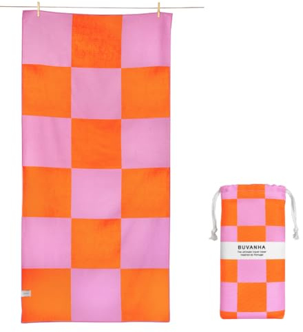 Buvanha Reisehandtuch Schnelltrocknend & Kompakt 160x80 cm - Mikrofaserhandtuch mit Beutel - Sandfreies Strandtuch aus recyceltem Plastik - Portugal 01