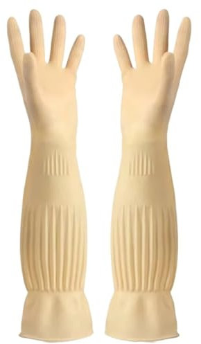 Gants De Nettoyage Gants de vaisselle de cuisine en caoutchouc, manches longues, gants de nettoyage ménager réutilisables for le travail de la peinture, le jardinage, les soins des animaux de compagni