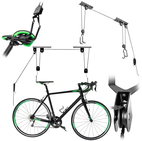 KADAX Fahrradlift bis 20kg Tragkraft, Fahrradaufhängung für Decke, Deckenhalterung für Fahrrad, Fahrradhalterung, Deckenlift für Garage, Keller oder Werkstatt