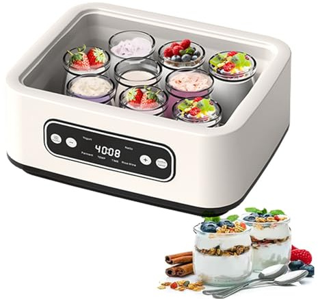 Yogurt Maker, 1.6l Probiotic Yogurt Maker With Adjustable Time & Temp Control, Automatic Digital Multi-Function Yoghurt Maker Machine With 9 Glass Jars For Homemade Deliciousness