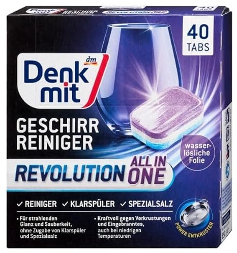 Denk mit Multi-Power Revolution Geschirrreinigungs-Tabs, wasserlösliche Folie, 40 Stück (40)