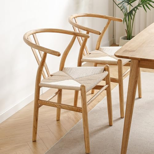 LIMHOME Esszimmerstühle (Packung, 2 St), FSC® Massivholzrahmen mit Sitzfläche aus Papierseil (Eichenholz, Hell-Eiche)