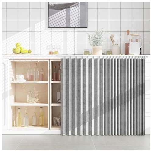 Gabinete de cocina a prueba de polvo Curtai multifuncional con puerta corredera para estantes y zapateros, estilo café, color gris, 75 x 180 cm, elegante y práctica decoración del hogar