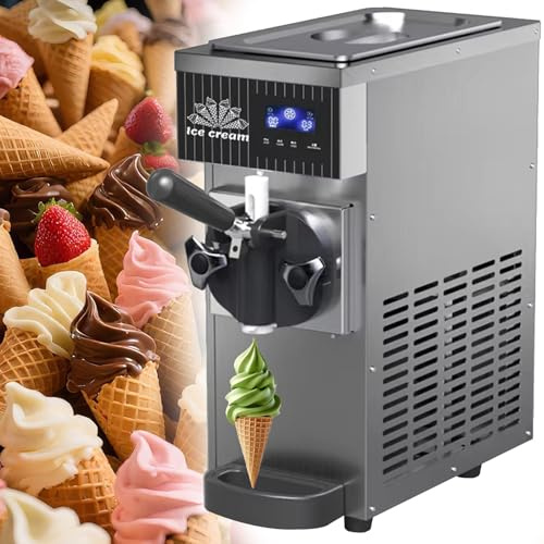 RETRIN Gelatiera per Uso Domestico Professionale Gelatiera Soft Macchina per Gelato Estiva,Gelatiera da Tavolo,Tramoggia Refrigerata 2,5 L,Vasca di Congelamento 1 L,Autopulente,Pannello LCD Grey