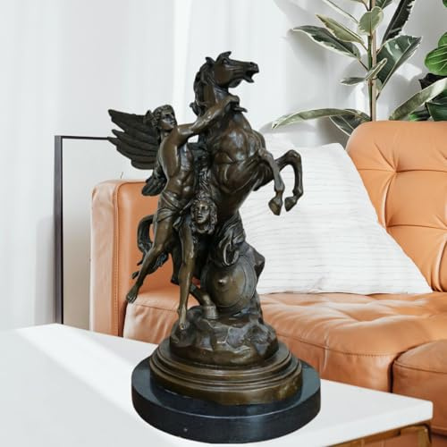 MILY-ART Statua in bronzo Perseo e Pegaso con Medusa | Scultura mitologia greca per collezionisti | Opere d'arte decorative per casa e ufficio | Riproduzione di qualità museale