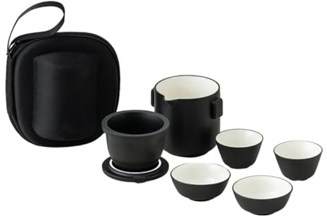Cabilock Service à Thé de Voyage Portable Porcelaine Chinoise Kung Fu Ensemble Céramique Théière Tasses pour Couple et Amateurs de Thé avec Étui de Transport Élégant pour Déplacements et