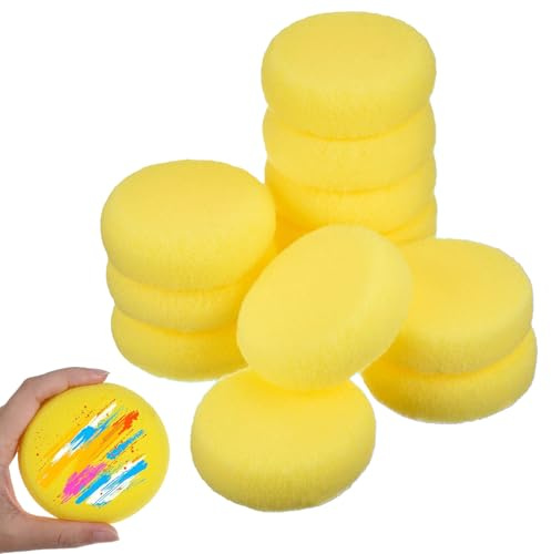 12 Stück Malschwamm,Schwämmchen Schule,Malschwamm Schule,Schwamm Kunstunterricht Kinder,Runder Synthetischer Kunst Schwamm,Für Handwerk & Hobbys,Künstlerschwamm Für Farbe,Ton,Keramik,Haushalt