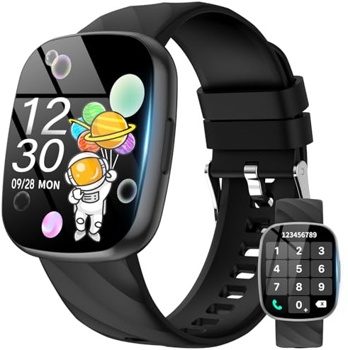 Ucani Montre Connectée Enfants, Fitness Tracker Montre pour Enfants Filles Garçons avec 100+ Modes Sport, Jeux, Réveil, Podomètre, Musique, Réveil, IP68 Étanche Cadeaux pour 4 à 12 Ans, Noir