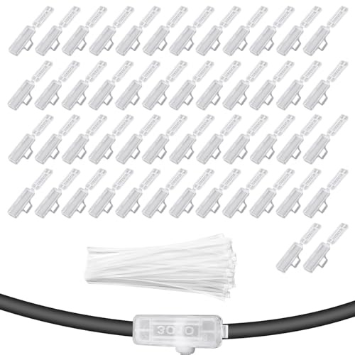 Kabelbeschriftung Clip Set - 50 Kabel Beschriftung mit 100 Wiederverwendbaren kabelbinder Weiß, Wasserdichte Kabeletiketten, Nylon Kabelmarkierung für Elektrische Kabelorganisation