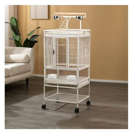 aviary Bird Cage Metal Double Decker Home Display Suitable for parrots, canaries. White color