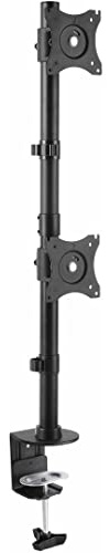 StarTech Vertikaler Dual-Monitorarm 13-27 Zoll, 10kg, Schwarz (ARMDUALV) | Verstellbar, Tischklemme, Tischlochmontage, VESA, Gestapelt, Neigbar, Drehbar, Schwenkbar