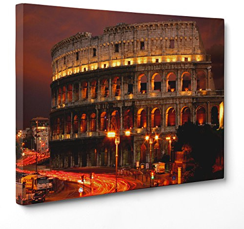 ConKrea QUADRO SU TELA CANVAS - INTELAIATO - PRONTO DA APPENDERE - Roma - Colosseo - 30x40cm - Senza Cornice - (cod.1417)