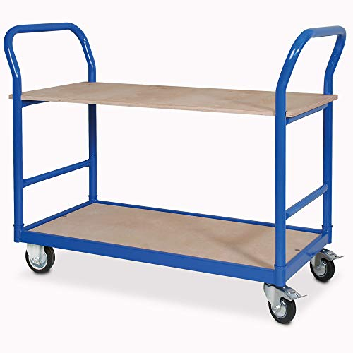 BRB Tischwagen, LxBxH 1130x500x890 mm, blau RAL 5010 (2X Lenk- & 2X Bockrolle)