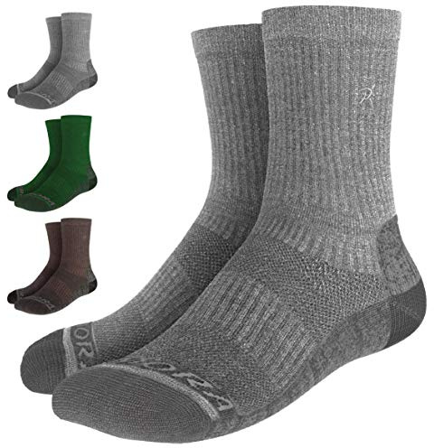 Rymora Merino Wool Blend Walking Hiking Socks for Men & Women (Moisture Wicking, Breathable, Seamless) (One Pair - Grey) (Medium: UK 7-10 / EU 40-44) [M]