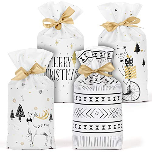 Compagno Geschenktüten inkl. Goldschleife 24x Set Winter wichteln Nikolaus Weihnachten Beutel süssigkeiten gastgeschenk mitgebsel