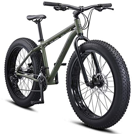 Mongoose Argus Trail Fat Tire Mountain Bike for Adult Men Women, 26-Inch Wheels, Mechanical Disc Brakes, 15-Inch Small Aluminum Hardtail Frame, 16-Speed, Green