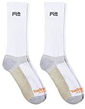 Timberland Pro Herr 2-pack ribbad logotyp crew-strumpor, vit, stor, Vitt, Large