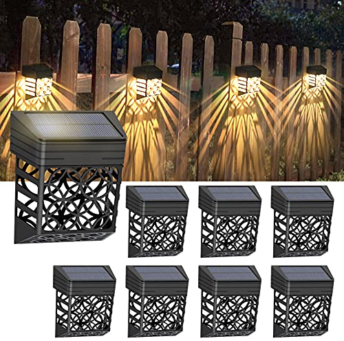 Litake Solar Zaun Licht, Vintage Solar Zaunbeleuchtung, Warmweiß Energiesparendes Zaunlichter, IP54 Wasserdicht Außenzaunleuchten, Solarlampen Außen Dekorative für Garten Terrasse Treppe, 8 Stück